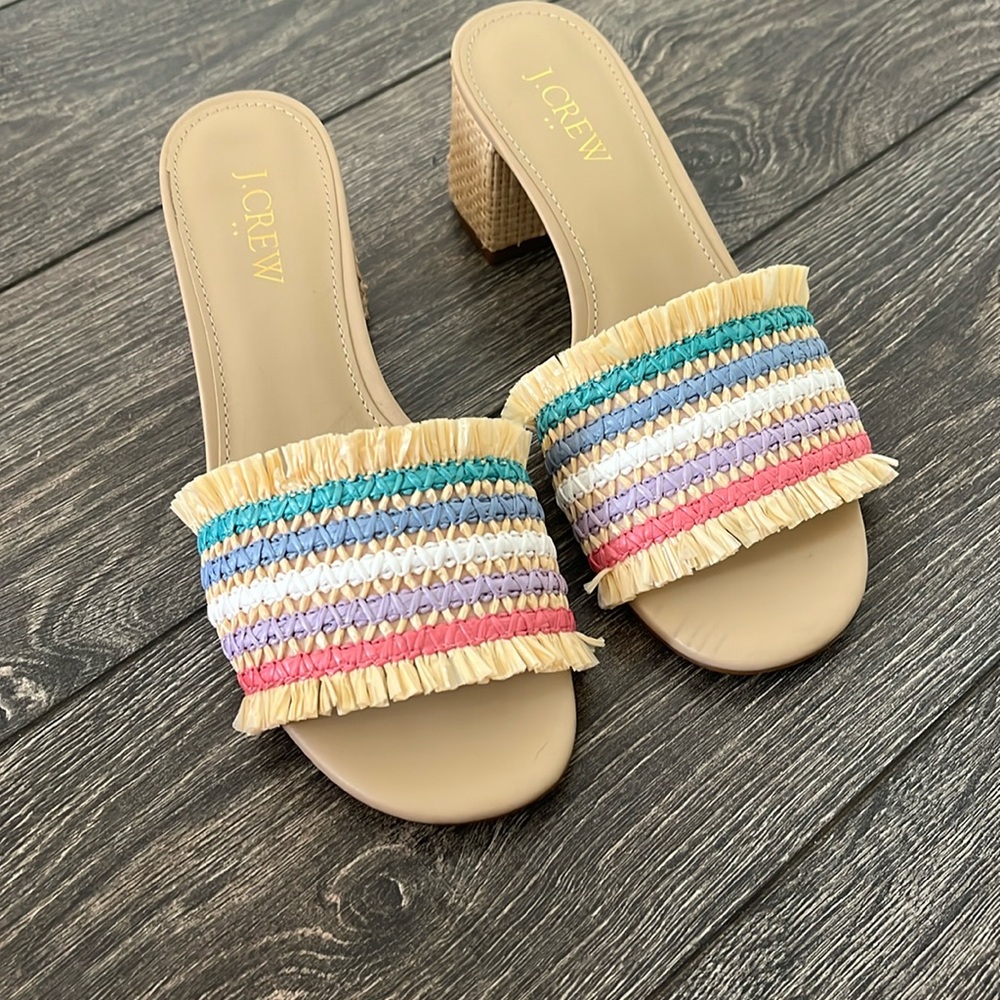 J CREW RAFIA SLIDES